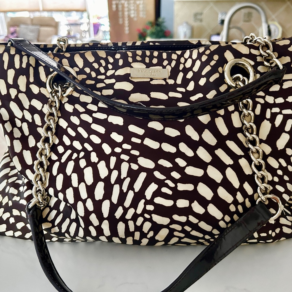 Kate Spade Brown and Cream Animal Print Bag